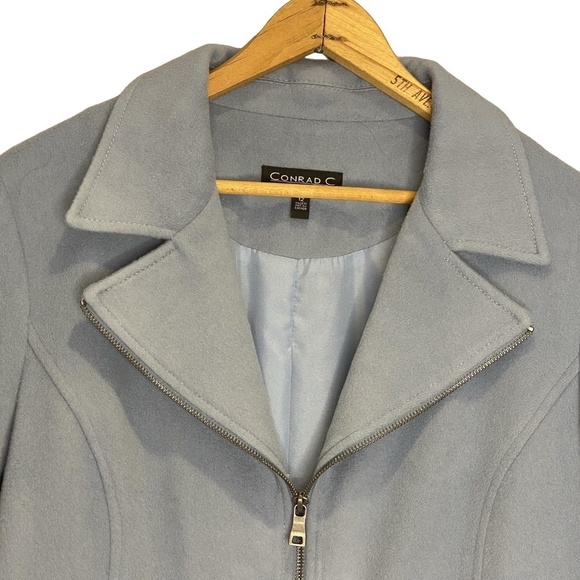 CONRAD C COLLECTION Powder Blue Wool Cashmere Zip Up Quiet Luxury Jacket 12 EUC - Picture 6 of 13